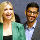 White House advisor Ivanka Trump and the CEO of Google, Sundar Pichai, arrive for a roundtable discussion focusing on assisting American workers for the changing economy on October 3, 2019, in Dallas, Texas.